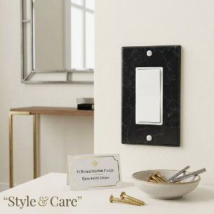 Elegant Black Marble Single Rocker Light Switch Cover