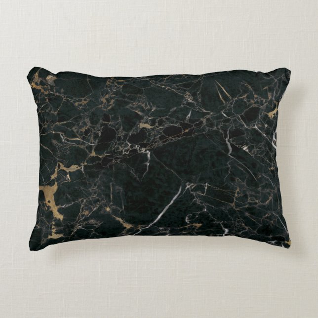 Elegant Black Marble: Textured Background Accent Pillow (Front)