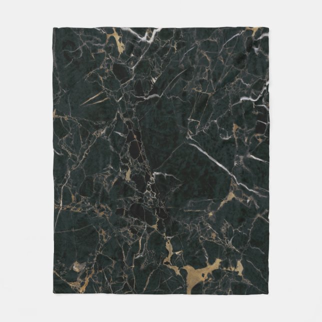 Elegant Black Marble: Textured Background Fleece Blanket (Front)