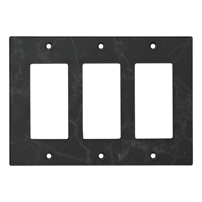 Elegant Black Marble Triple Rocker Light Switch Cover (Front)