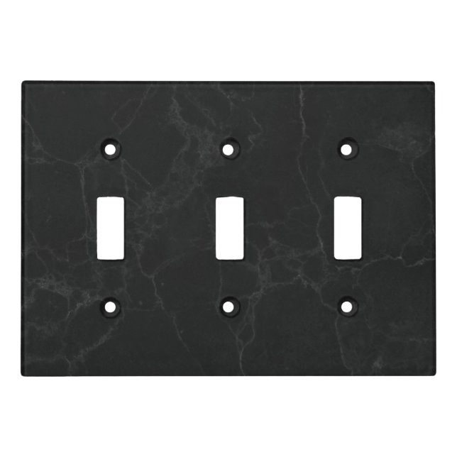 Elegant Black Marble Triple Toggle Light Switch Cover (Front)
