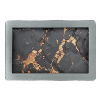 Elegant Black Marble with Gold Veins Modern Art Belt Buckle
