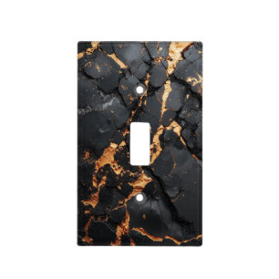 Elegant Black Marble with Gold Veins Modern Art Light Switch Cover