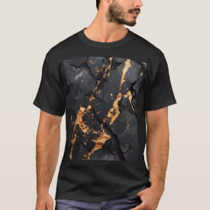 Elegant Black Marble with Gold Veins Modern Art T-Shirt