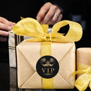 Elegant Black Masquerade VIP very important person Classic Round Sticker