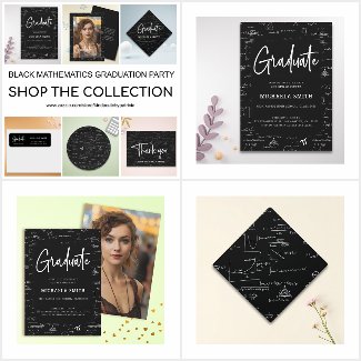 ELEGANT BLACK MATHEMATICS GRADUATION PARTY