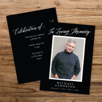 Elegant Black Memorial Photo Celebration of Life