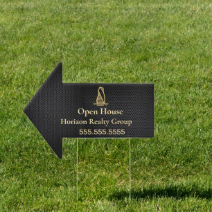 Elegant Black Metallic Real Estate Yard Sign