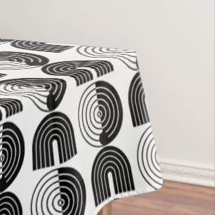 Elegant Black Mid Century Mod Arch Lines Tablecloth