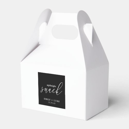 Elegant Black Midnight Snack Custom Wedding Gable  Favor Boxes