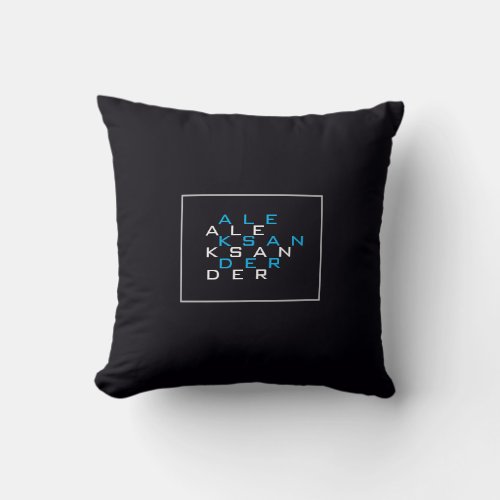 Elegant Black Minimal Anagram _ Mixed Letters Name Throw Pillow