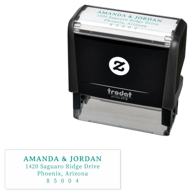 Elegant Black Minimalist Address Self-inking Stamp (In Situ)