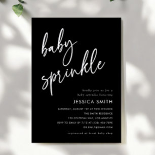 Elegant Black Minimalist Baby Sprinkle Invitation