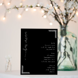 Elegant Black Minimalist Bar Menu Foam Board
