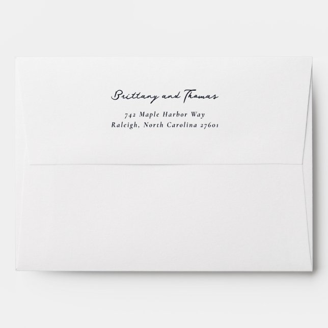 Elegant Black Minimalist Calligraphy Envelope (Back (Top Flap))