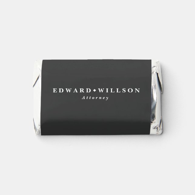 Elegant Black Minimalist Classic Business Candies Hershey's Miniatures (Front)