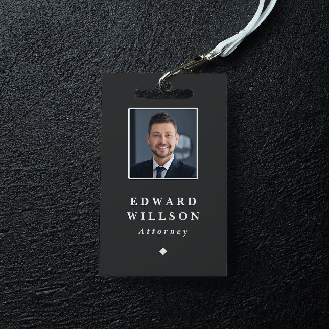Elegant Black Minimalist ID Barcode Business  Badge (Creator Uploaded)