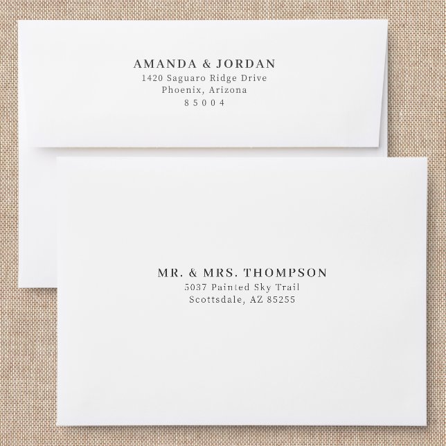 Elegant Black Minimalist Invitations Addressed Envelopes (Linen)