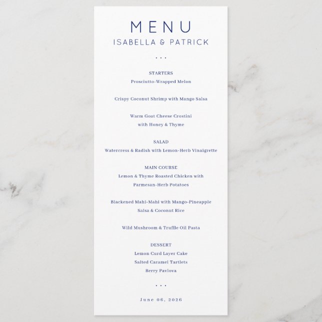 Elegant Black Minimalist Menu (Front)