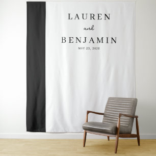Elegant Black Minimalist Names Tapestry