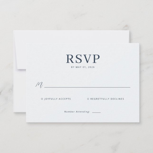 Elegant Black Minimalist RSVP Card (Front)