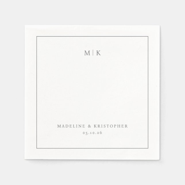 Elegant Black Minimalist Typographic Napkins (Front)