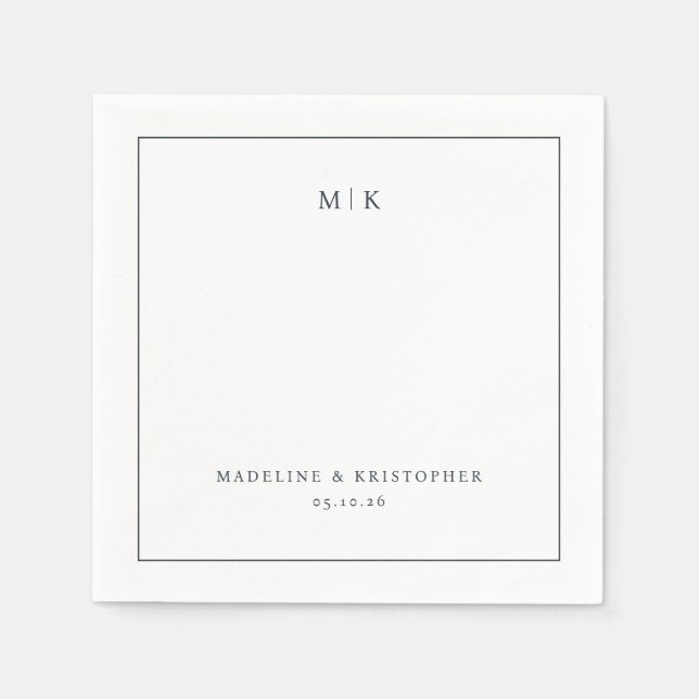 Elegant Black Minimalist Typographic Napkins (Front)