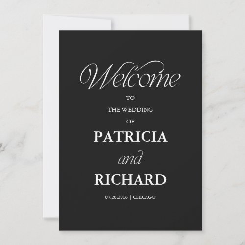 Elegant Black Minimalist Wedding Ceremony Program