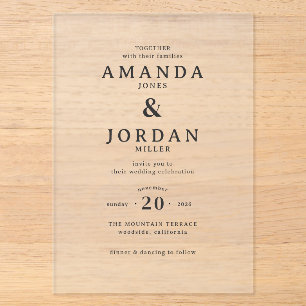 Elegant Black Minimalist Wedding Invitation