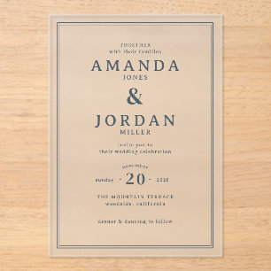 Elegant Black Minimalist Wedding Invitation