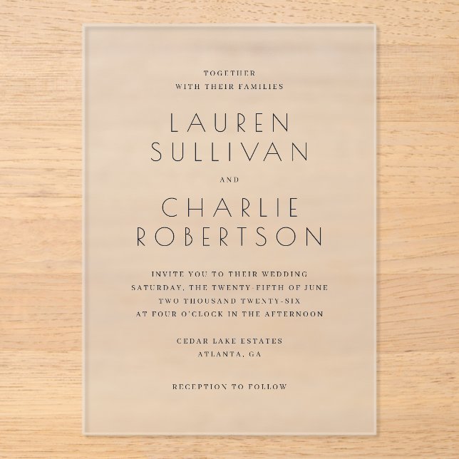 Elegant Black Minimalist Wedding Invitation (Front)