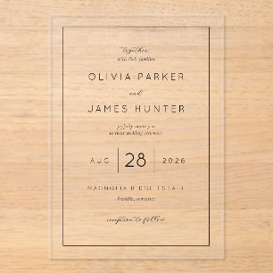 Elegant Black Minimalist Wedding Invitation