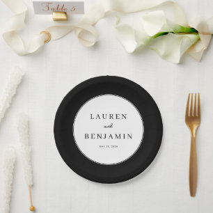 Elegant Black Minimalist Wedding Paper Plates