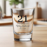Elegant Black Modern 21st Birthday Shot Glass<br><div class="desc">Create your own personalized 21st birthday shot glass featuring modern typography in black color.</div>