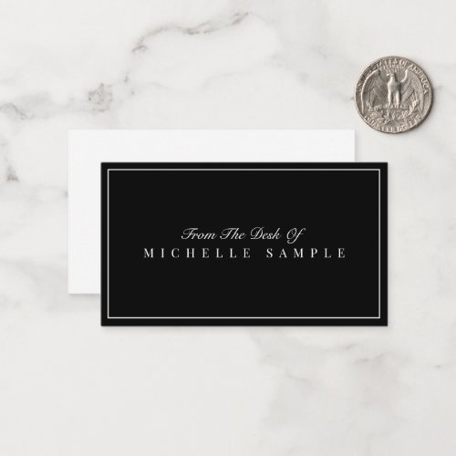 Elegant Black Modern Personalized Office Name Note Card