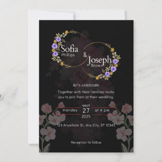 Elegant Black Modern Wedding Invitation Card