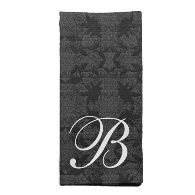 Elegant Black Monogram Cloth Napkin (Folded)