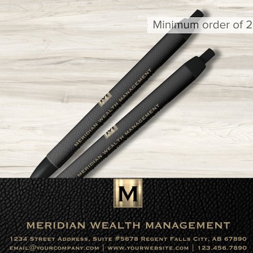 Elegant Black Monogram Financial Planner Pen