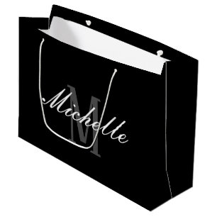 Elegant Black Monogram Large Gift Bag