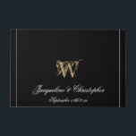 Elegant Black Monogram Names Newlyweds Wedding Doormat<br><div class="desc">Elegant Black Monogram Names Newlyweds Wedding Doormat. Personalized black monogrammed doormat with elegant classic script for the family name initial, names of the bride and groom and date on a solid chic black background. Perfect gift for newly weds, or beautiful for your own home. Click personalize this template to customize...</div>