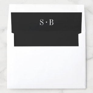 Elegant Black Monogram Wedding Envelope Liner