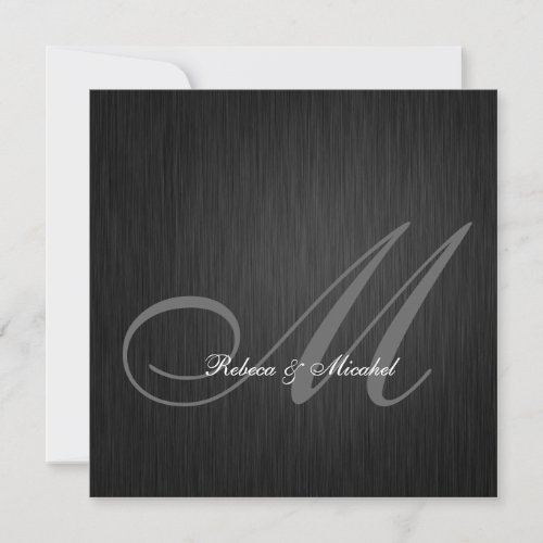 Elegant Black Monogram Wedding Invitation