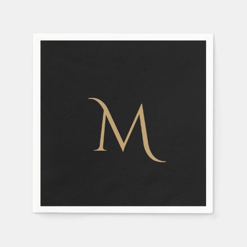 Elegant Black Monogram Wedding  Napkins