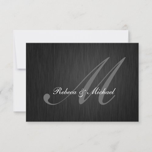 Elegant Black Monogram Wedding RSVP Card