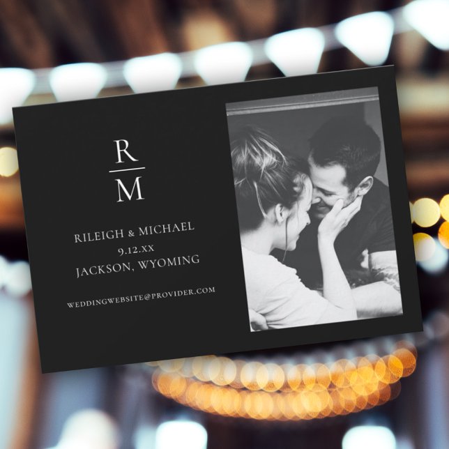 Elegant Black Monogram Wedding Save the Date Photo (Creator Uploaded)