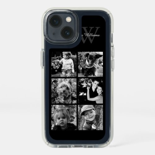 Elegant Black Monogrammed 6_Photo Collage Speck iPhone 13 Case
