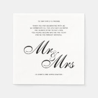 Elegant Black Mr and Mrs Wedding Thank You Message