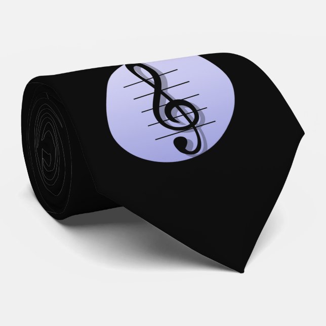 Elegant Black Music Note Neck Tie (Rolled)