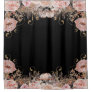 Elegant Black n Pink Watercolor Floral Rose Gold Shower Curtain
