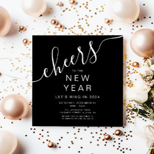 Elegant Black New Year's Eve Party Invitation